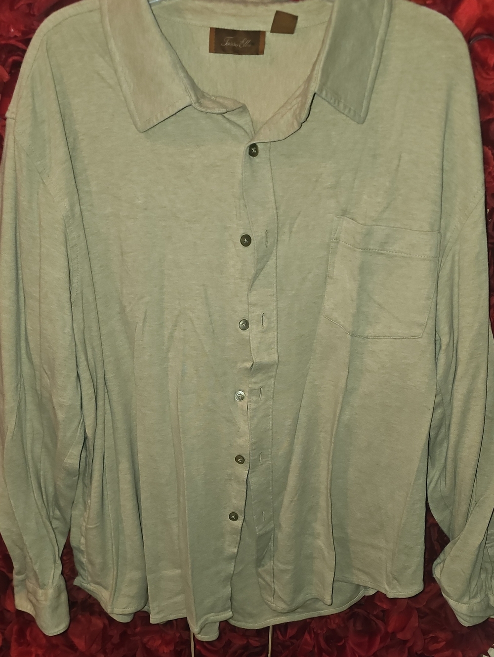 Tasso Ella Men's Beige Button-Up Shirt Size Large